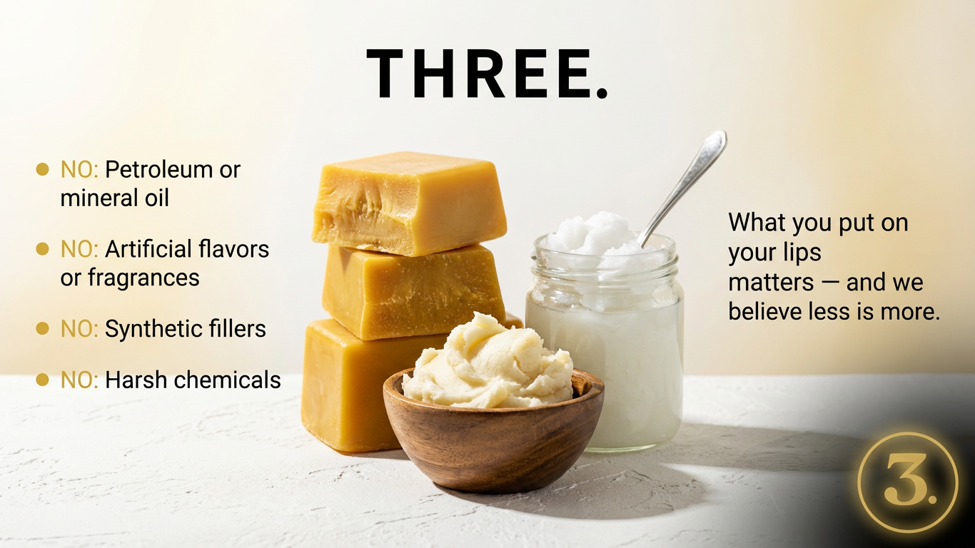 THREE natural lip balm gold tin beeswax shea coconut oil